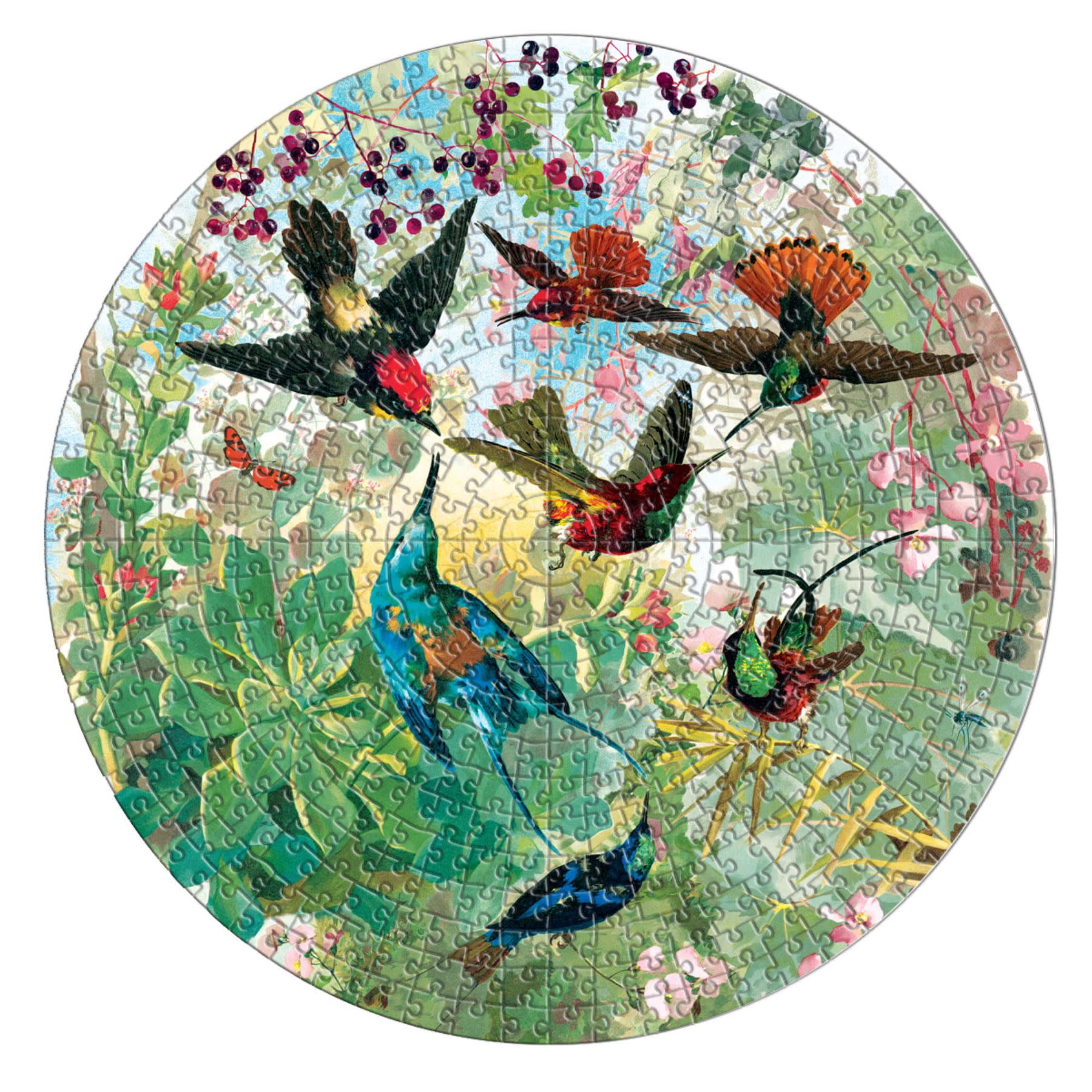 eeBoo Piece and Love Hummingbirds 500 Piece Round Circle Jigsaw Puzzle