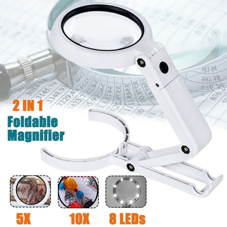 5x 10x Magnifying Glass With 8 Led Lights Usb Handheld Magnifier Foldable Stand Desktop Table 5x 10x Magnifying Glass With 8 Led Lights Usb Handheld Magnifier Foldable Stand Desktop Table