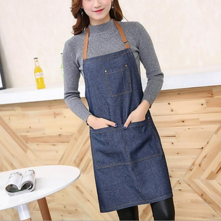 

Unisex Adjustable Multi Pocket Denim Apron for Chef Kitchen Cooking and Studio