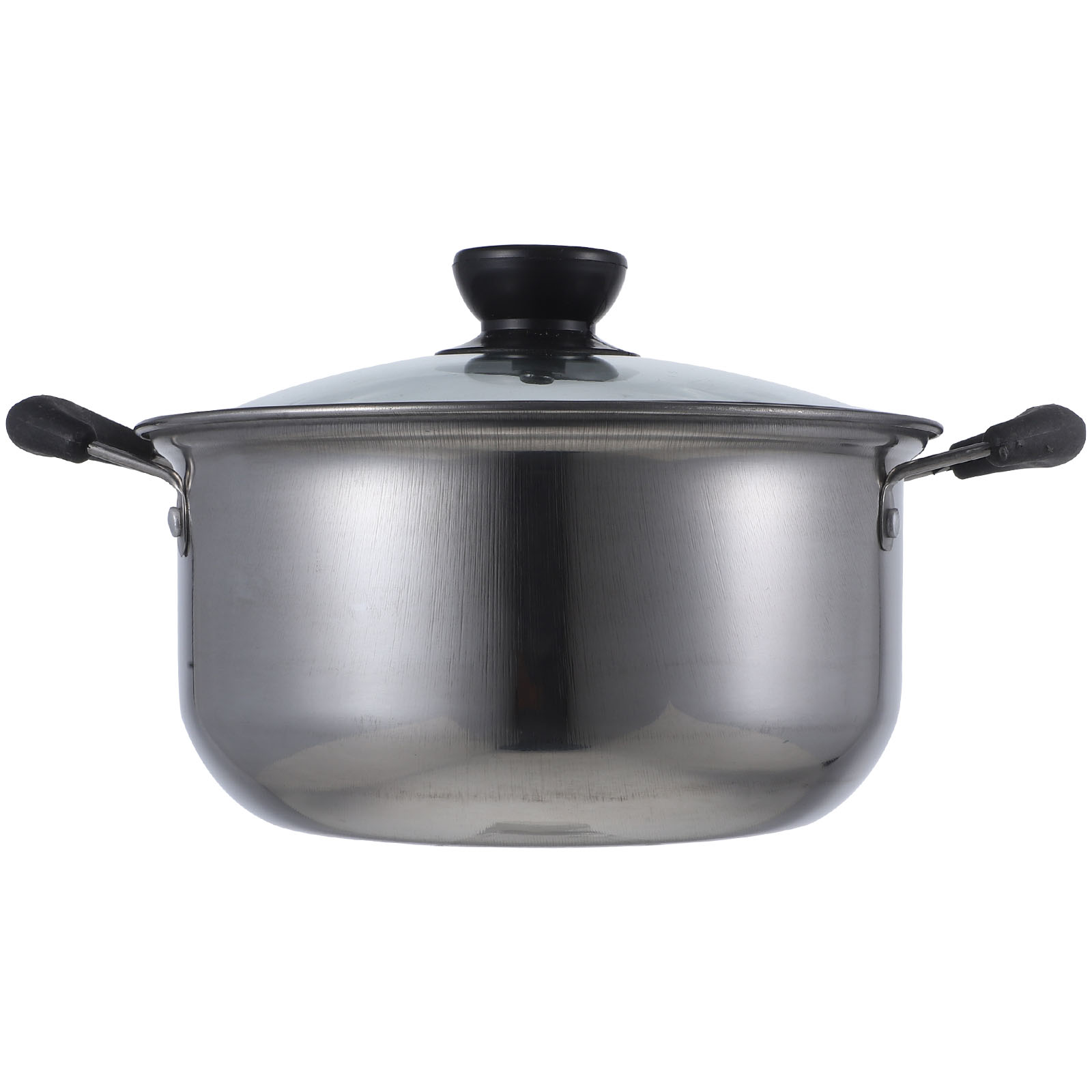 1pc Stainless Steel Soup Pot Multifunctional Pot Practical Hot Pot with Glass Lid