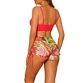 thumbnail image 3 of INSPIRE CHIC Women's Drawstring Push Up Bikini Sets Top, 2 Pieces Tropical Print High Waist Shorts Bathing Suits, 3 of 4