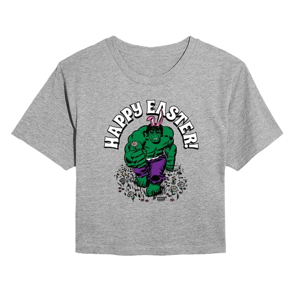 Hulk - Happy Easter - Juniors Cropped Graphic T-Shirt