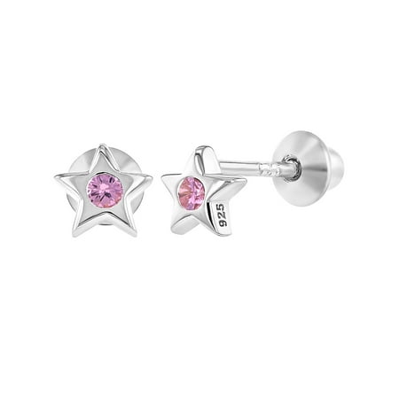 925 Sterling Silver CZ Screw Back Little Star Earrings Baby Girl Toddlers