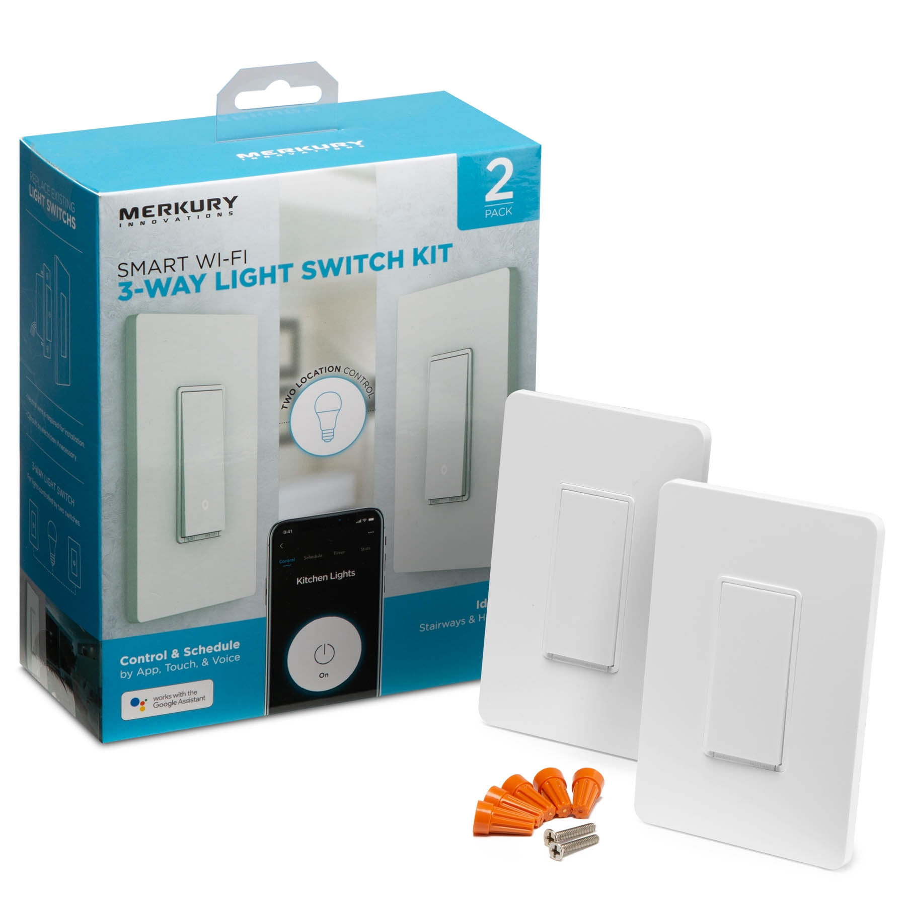Ladder Verward honderd Merkury Innovations 3-Way Light Switch Kit, Requires 2.4Ghz Wifi -  Walmart.com