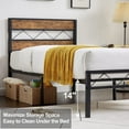 thumbnail image 4 of VECELO 3-Piece Bedroom Sets, Twin Size Metal Bed Frame and 3-tier Brown Nightstands, 4 of 9