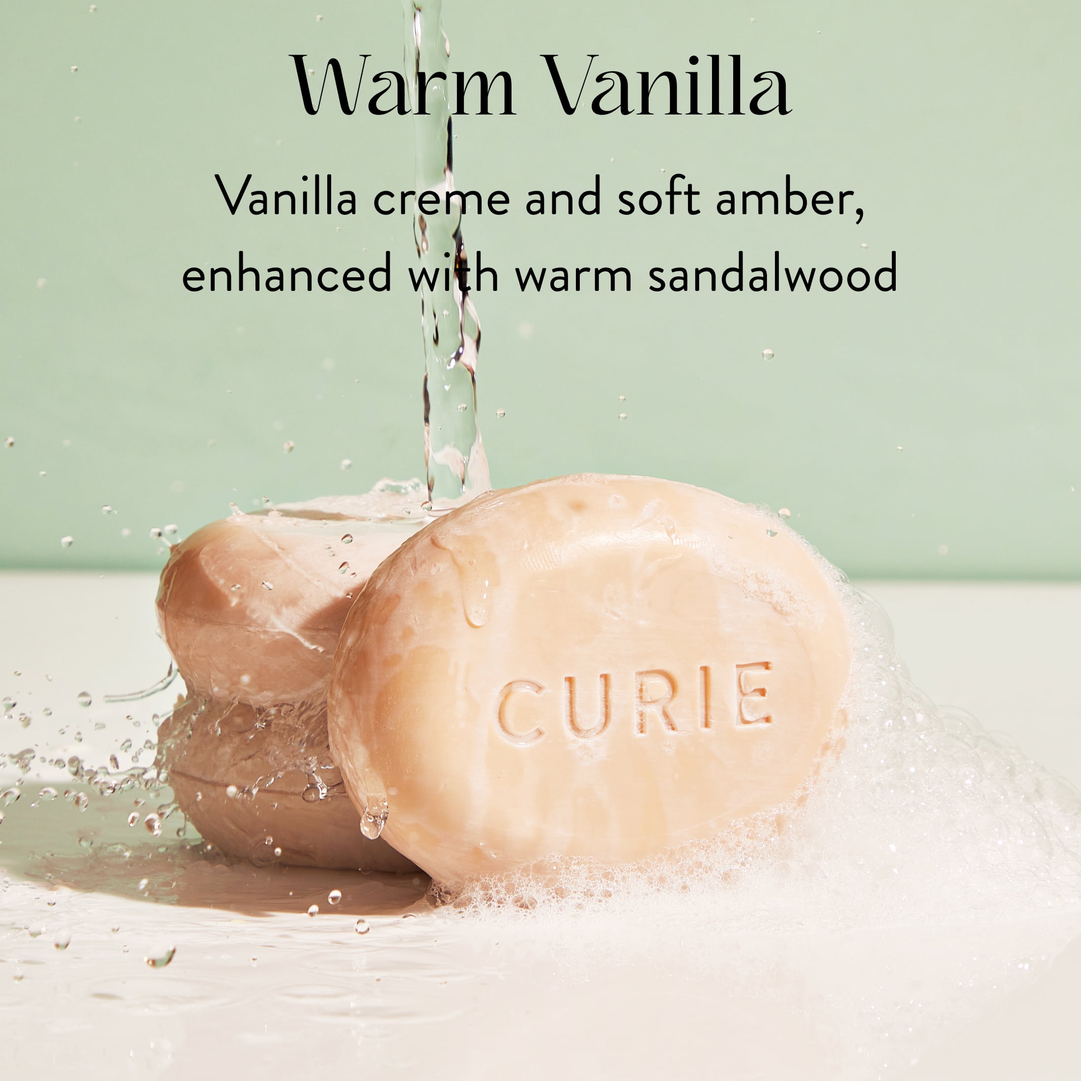 Curie Hydrating Body Wash Bar Soap, Warm Vanilla, for Men and Women, 3.5 oz