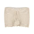 thumbnail image 2 of Beige Womens Shorts Swim Shorts Women Tankini Casual Knitted Crochet Comfort Elastic Waist Solid Color Hollow Out Summer Fashion Short, 2 of 4