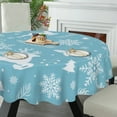 thumbnail image 5 of Kurmntregon Christmas Table Cover Vintage Christmas Bells Snowflakes Snowman Tablecloth Round 60inch Farmhouse Rustic Tablecover Kitchen Dining Room Patio Lawn Garden, 5 of 5
