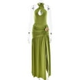 thumbnail image 4 of Halter Maxi Dress with Cut-Out and High Slit (M, Green), 4 of 7
