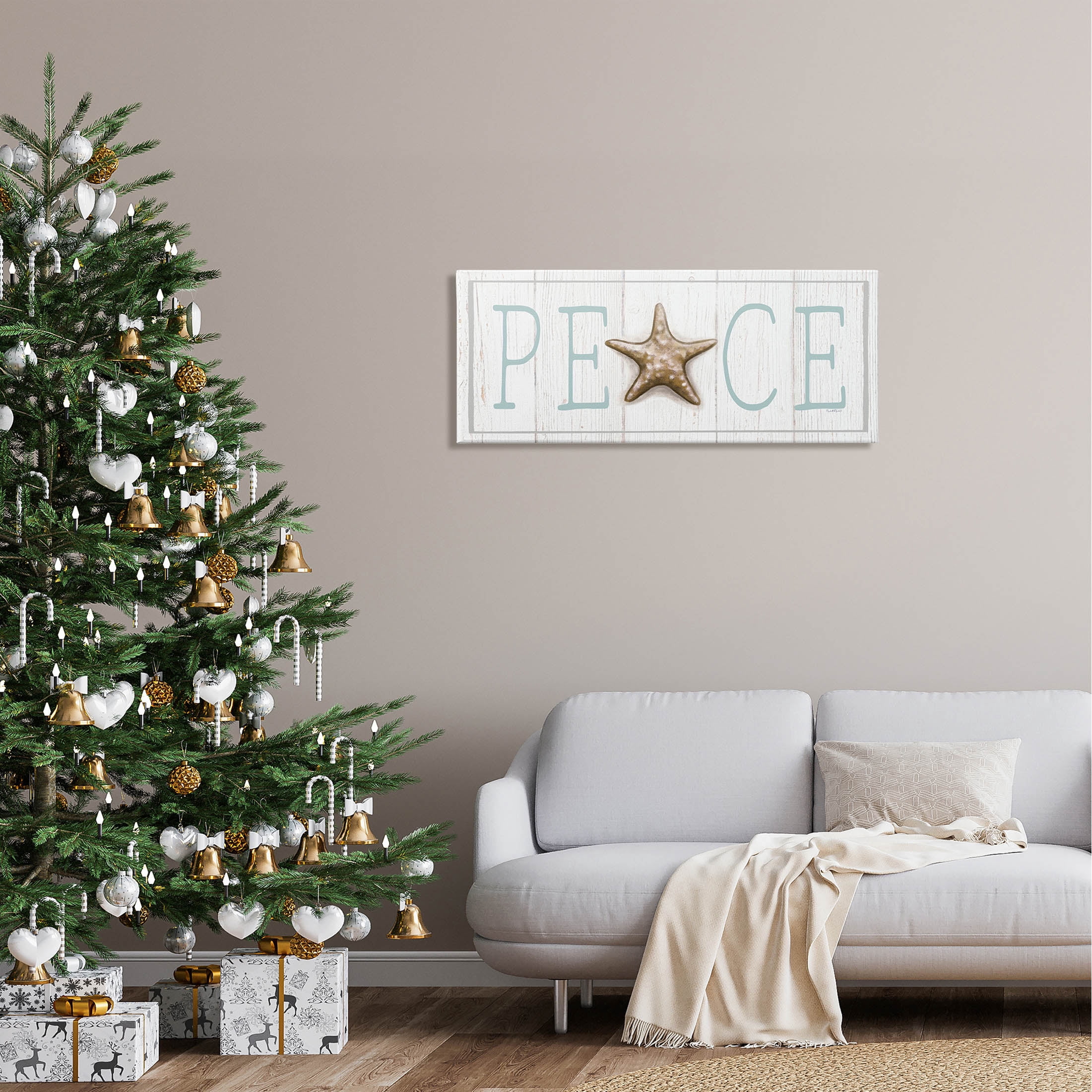 Stupell Industries Peace Seasonal Starfish Sign Graphic Art Gallery Wrapped Canvas Print Wall Art, Design by Elizabeth Tyndall