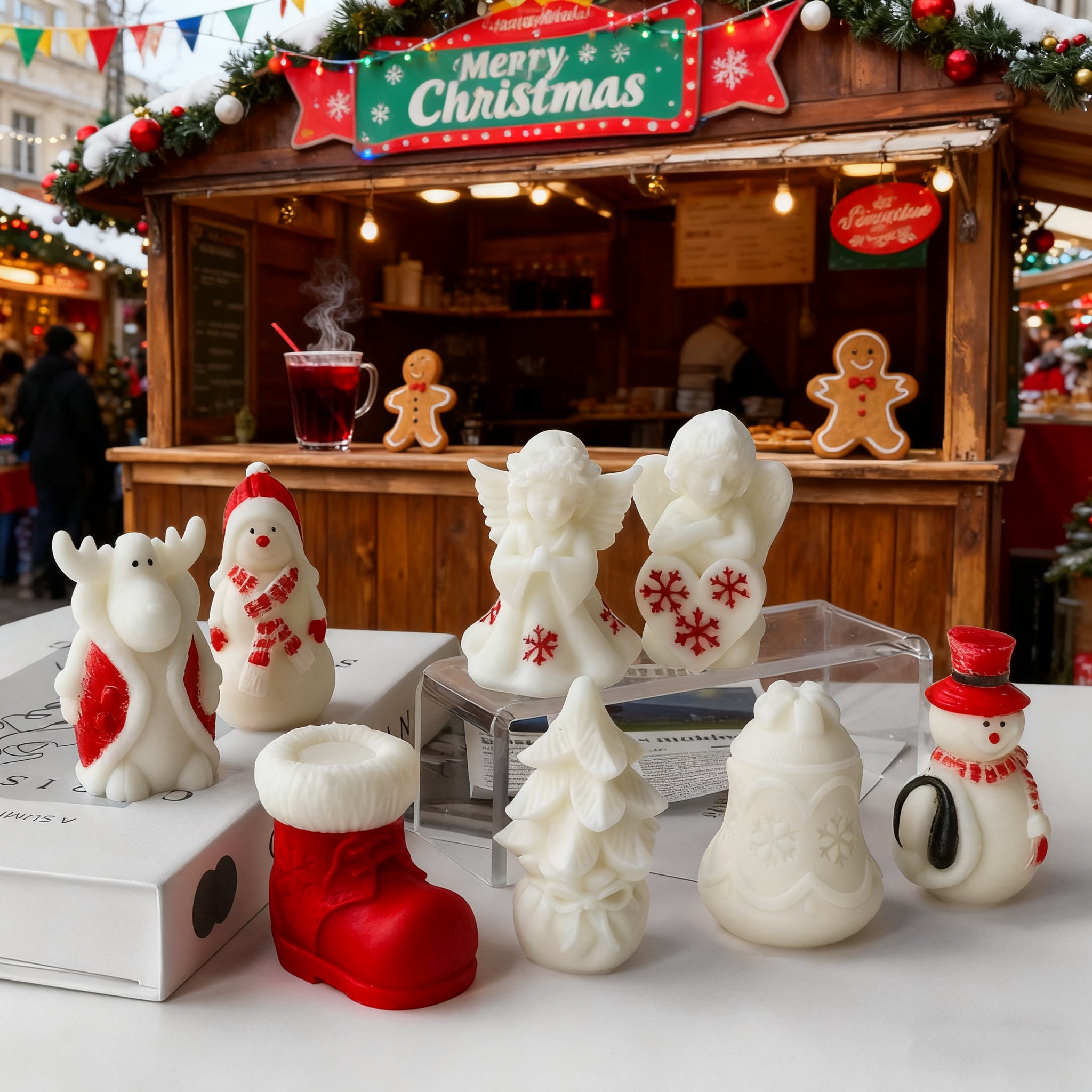 3D Christmas Scented Candle Decorations Silicone Molds DIY Christmas Eight-Piece Set Plaster Molds for Home Decoration