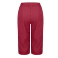 thumbnail image 4 of Womens Capri Pants 2026 Knee Length Cotton Linen Capris Summer Straight Leg Loose Beach Bermuda Shorts with Pockets My Items Cotton Linen Summer Pants, 4 of 5