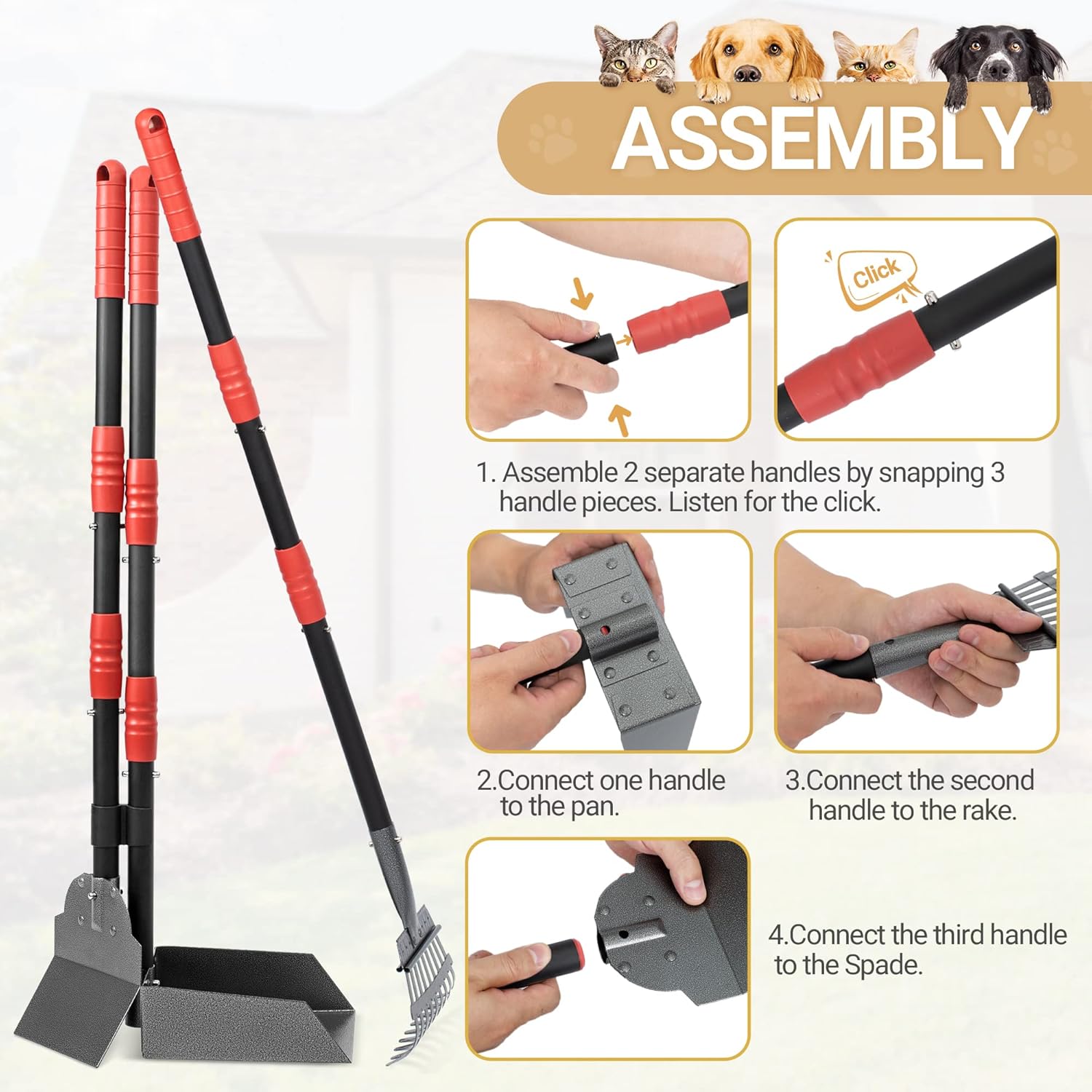 Keypoter Dog Pooper Scooper Set with Stainless Steel Handle photo 4