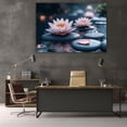 thumbnail image 5 of Mudket Pink Lotus Flower on Zen Stones Canvas Wall Art, Floral Botanical Wall Decor, Framed Ready to Hang Artwork for Living Room Bedroom Bathroom Spa - 12"L x 8"W, 5 of 10