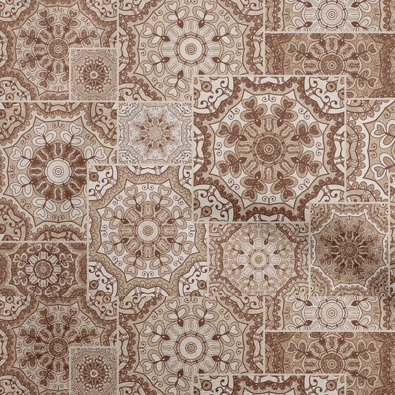 oneOone Rayon Brown Fabric Morrocon Tiles Dress Material Fabric Print Fabric By The Yard 56 Inch Wide