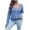 #468 Blue, variant on Women's Lightweight Jumpers, Open Knit V Neck Sweater, Long Sleeve Knit Pullover