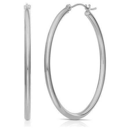 Pori Jewelers Sterling Silver 1.5mm x 50mm Plain Hoop Earrings