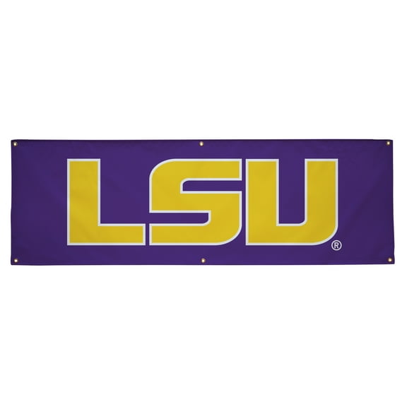 LSU Tigers 2' x 6' College Sports Printed Outdoor Banner - NCAA Licensed - Durable Vinyl - School Banner (Purple, Yellow)