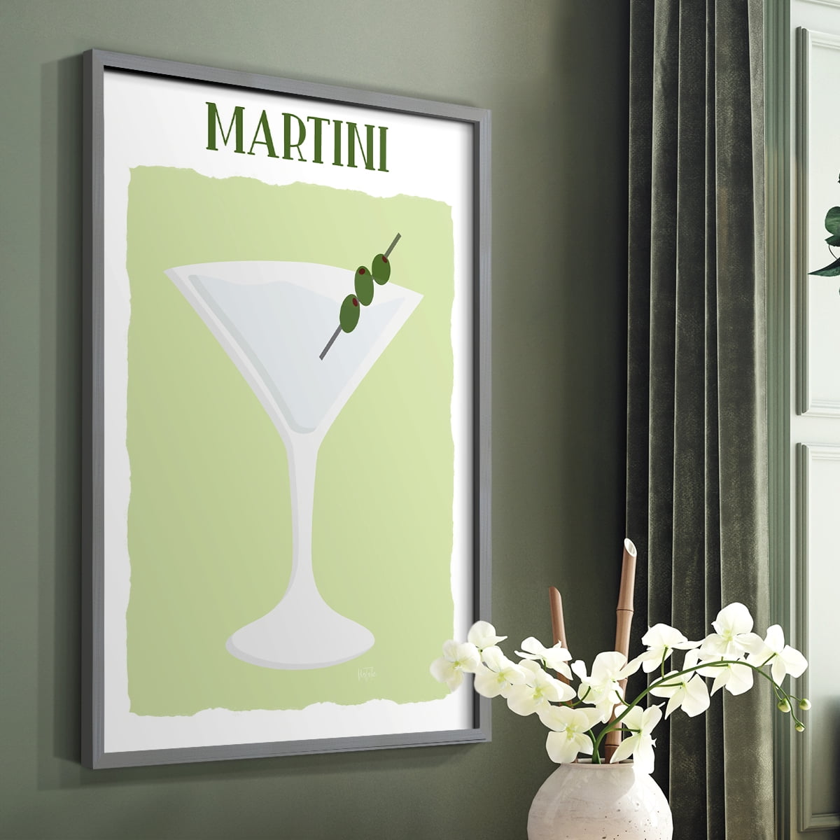 Martini in Gray Solid Wood 22 x 28 Framed Print