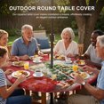 thumbnail image 2 of Round Outdoor Tablecloth with Umbrella Hole and Zipper, Red Christmas Tree Fitted Table Cover with Elastic Edge for 31-35 Inch, Watercolor Xmas Snowflake Waterproof Patio Tablecoths for Picnic, 2 of 9