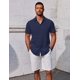thumbnail image 3 of Camisa COOFANDY para hombre, hawaiana, corte regular, azul marino, 3 of 6