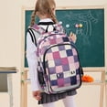 thumbnail image 7 of FORMRS Unisex School Backpack 17" Student Travel Bag with Laptop Compartment, Pink and Purple Plaid Pattern, 7 of 7