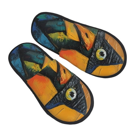 

Kdxio Abstract Funny Duck Pattern Slippers for Women Memory Foam Fuzzy House Slippers Bedroom Non-slip Warm Womens Slippers