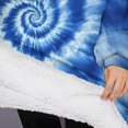 thumbnail image 3 of Oversized Wearable Blanket Hoodie,Blue White Tie Dye Spiral Pattern Sherpa Blanket Hoodie with Super Pockets,Super Warm Fuzzy Pullover for Women & Men, 3 of 6