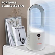 Aiwa Portable Bladeless Fan, Cordless Rechargeable Desk Fan with 6-Speed Settings, White
