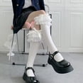 thumbnail image 3 of 1Pairs Knee High Socks Cute Lace Socks Ruffle High Stockings Lolita Style Accessories for Women Ladies Daily, 3 of 7