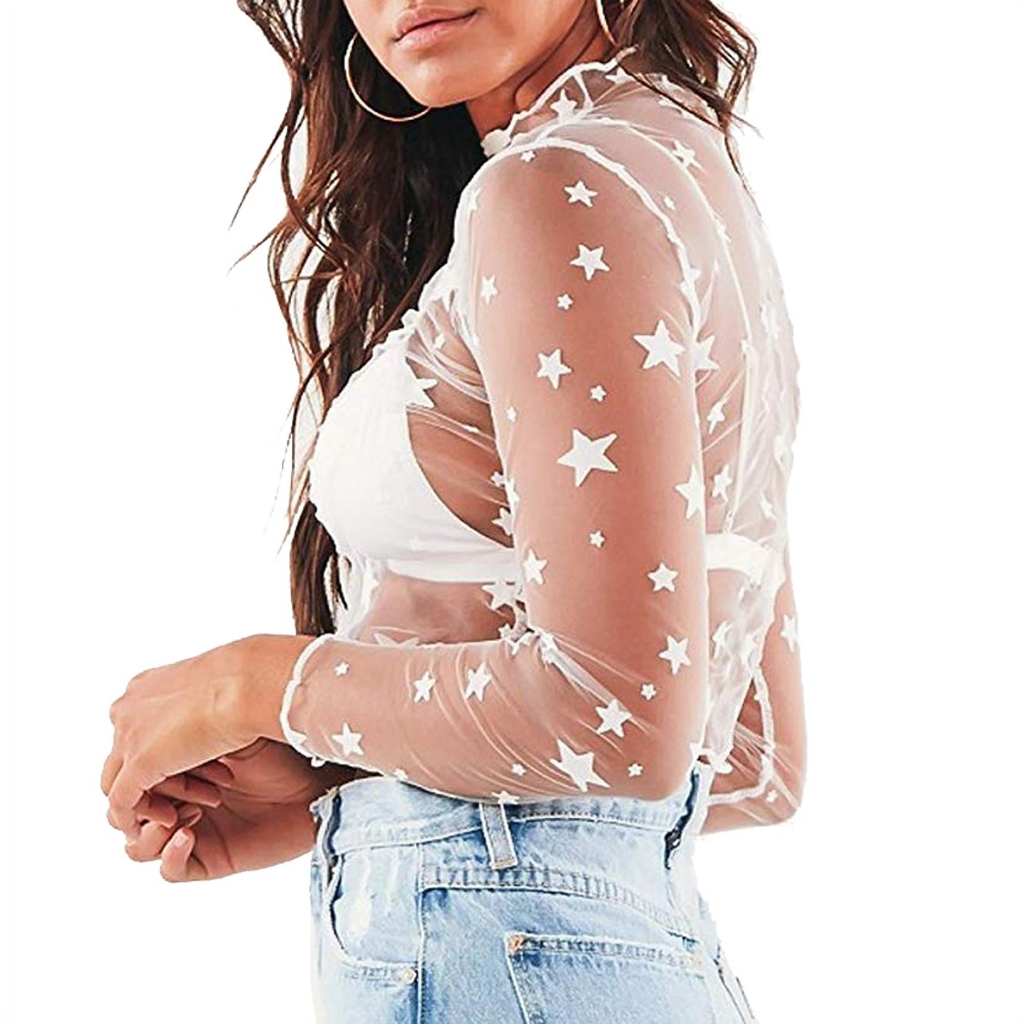 white sheer top with stars