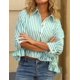 thumbnail image 4 of Blusa de verano CHYRII para mujer, con volantes y botones, a rayas, color verde L, 4 of 6