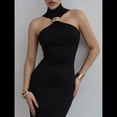 thumbnail image 4 of Vestidos Largos Formales Elegantes para Mujer, con Cuello Alto, Sin Mangas, Abertura en la Espalda, para Fiestas, Cócteles y Bodas Negro L, 4 of 10
