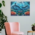 thumbnail image 3 of Dolphins Corals Coral Reefs Canvas Print Wall Art Decor for Home Bedroom Kitchen Ready To Hang - Fashion Room Decorations Pictures 16x12in, 3 of 6