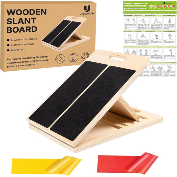 Uwaomah Slant Board for Calf Stretching – Adjustable Wooden Calf Stretch Board, Calf Stretcher & Squat Wedge
