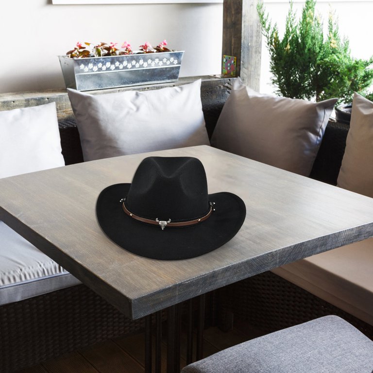 Audhol Cowgirl Hat Retro Western Cowboy Straw Hat Outdoor Curved Rim Visor Hat Jazz Hat Straw Cowboy Hat Coffee One Size