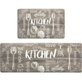 thumbnail image 2 of MeyJey Anti Fatigue Kitchen Rugs and Mats, 2 PCS Non-Slip Waterproof Runner Rug and Mat Set, Brown, 2 of 11