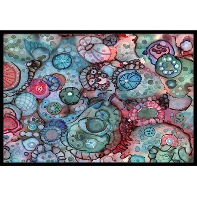 Carolines Treasures 8982MAT Abstract in Reds & Blues Indoor or Outdoor Mat- 18 x 27 in.