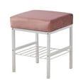 thumbnail image 6 of Tcbosik 13" Upholstered Velvet Ottoman with Storage Shelf, 300 lbs Capacity Shoe Changing Stool with White Metal Legs for Bedroom, Entryway, Living Room, Dusty Pink, 6 of 6