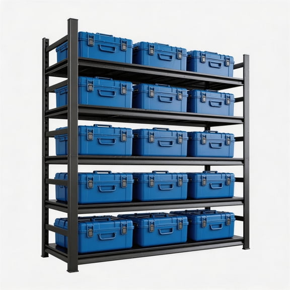 48"W Metal Garage Shelving Unit, Heavy Duty Adjustable Storage Shelves, Steel Shelving, 3000 lbs Capacity, Industrial Shelves for Heavy Tools & Equipment, 5Tier- 18" Dx 77.4" H