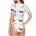 thumbnail image 4 of Naloa Dachshund Dog Women's Short-Sleeved Onesie, One-Piece Swimsuit for Parties, dates, clubs - Medium, 4 of 9