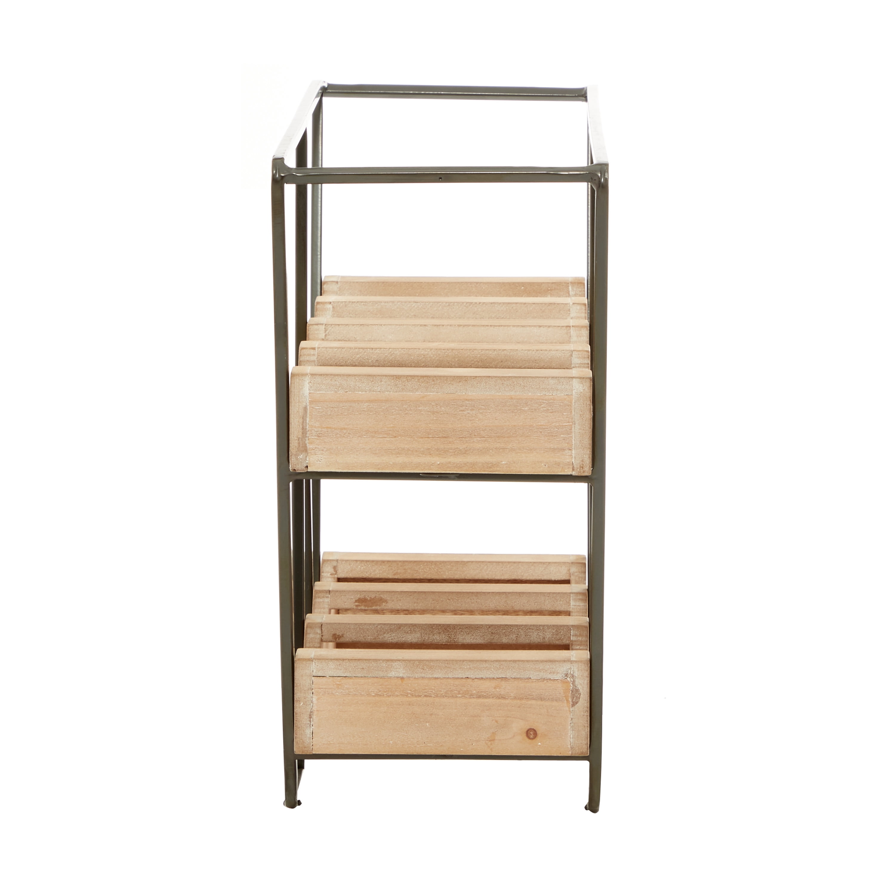 DecMode Wood Industrial Wine Rack, Brown, 19"W, 14"H