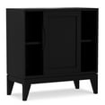thumbnail image 3 of Simpli Home Harper 30 inch Wide Solid Hardwood Mid-Century Modern Low Storage Cabinet in Black, 3 of 11