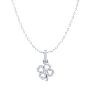 FIFTH AND FINE Four Leaf Clover 1/40 Cttw Natural Diamond Pendant Necklace 925 Sterling Silver
