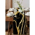 thumbnail image 2 of Black Gold Marble Table Runner 72 Inch Long Dresser Scarves Cotton Linen Tablerunners Modern Geometric Textured Dining Kitchen Burlap Table Setting Decor for Wedding Party Holiday Home, 14"x72", 2 of 6