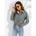 thumbnail image 2 of jinghuiyue Women Shirts Button-up Collared Long Sleeve Plaid Shirt Business Office Casual Tops XL, 2 of 3