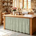thumbnail image 5 of Sage Green Sink Skirt for Bathroom, Self-Adhesive Under Sink Curtain, Rustic Farmhouse Linen Texture Hide Pipes & Storage Fabric Cabinet Skirt Cover for Kitchen Laundry 32"x55", 5 of 8