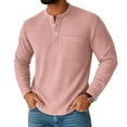 thumbnail image 2 of Men's Long Sleeve Waffle Henley Shirts Casual Fall Trendy Shirts Button T-Shirt, 2 of 3