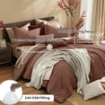 thumbnail image 3 of Queen Comforter Set - 7 Pieces Cationic Dyeing Terracotta Bed in a Bag Queen Bedding Sets with Comforter, Sheets, Pillowcases & Shams, Reversible Bedding Comforters Sets, 3 of 6