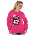 thumbnail image 4 of Treat Yo Self Funny Parks Rec Quote Women Plus Size Crewneck Sweatshirt Brisco Brands 2X, 4 of 5